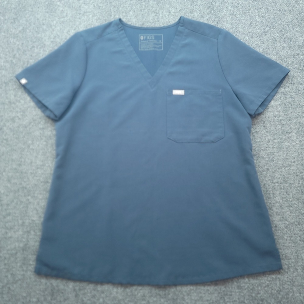 Figs Catarina Scrub Top Womens Medium Blue V-Neck Technical Collection FW1000